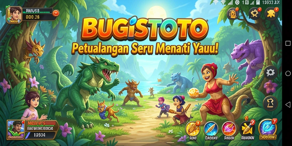 Tangkapan layar gameplay BUGISTOTO menampilkan aksi petualangan yang mendebarkan.