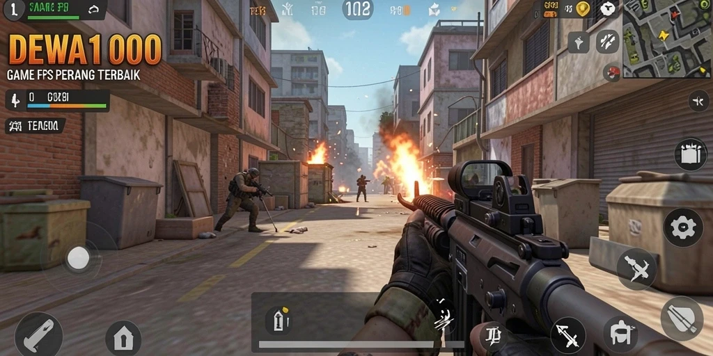 Tampilan gameplay seru dengan aksi tembak-menembak yang mendebarkan.