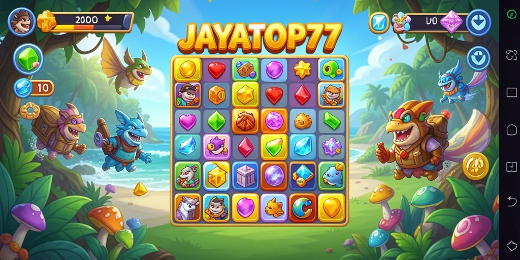 Gameplay menegangkan di JAYATOP77 dengan kombinasi batu permata yang seru.