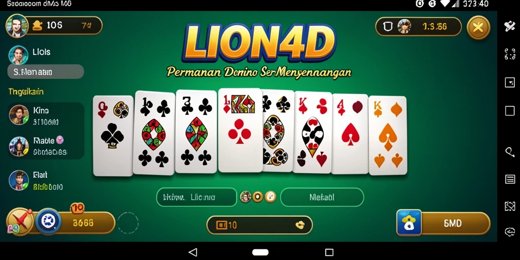 Screenshot gameplay LION4D menampilkan suasana permainan Domino yang seru.