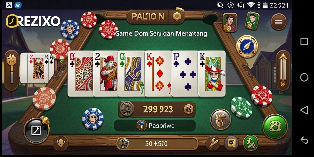 Tampilan gameplay seru dari REZIXO dalam permainan domino.