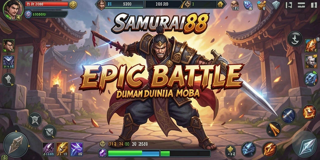 Tampilan permainan MOBA yang seru dan dinamis di SAMURAI88.