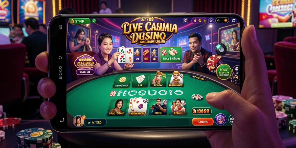 Screenshot ST789 menampilkan suasana Live Casino yang mendebarkan dan interaktif.