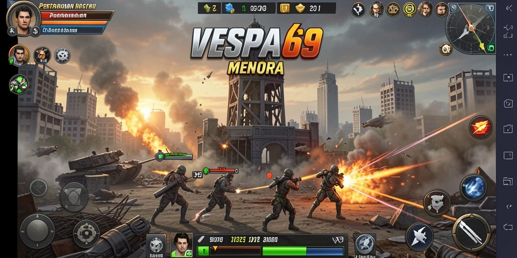 Tampilan menarik dari permainan Tower Defense VESPA69 yang memukau.